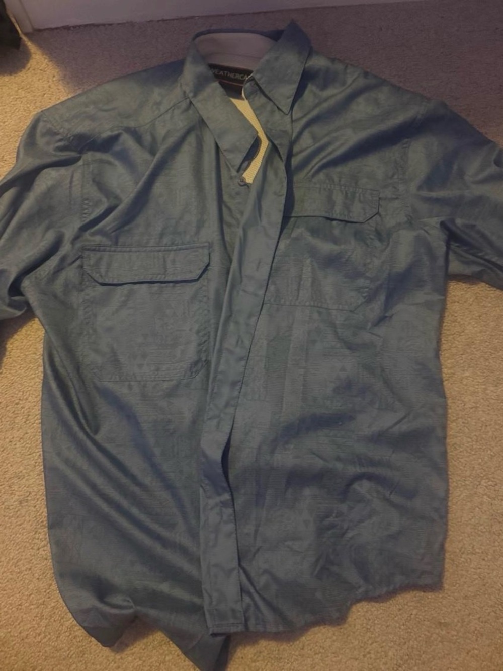 Men's Blue Button-Up Jacket - Lightweight Utility Shirt